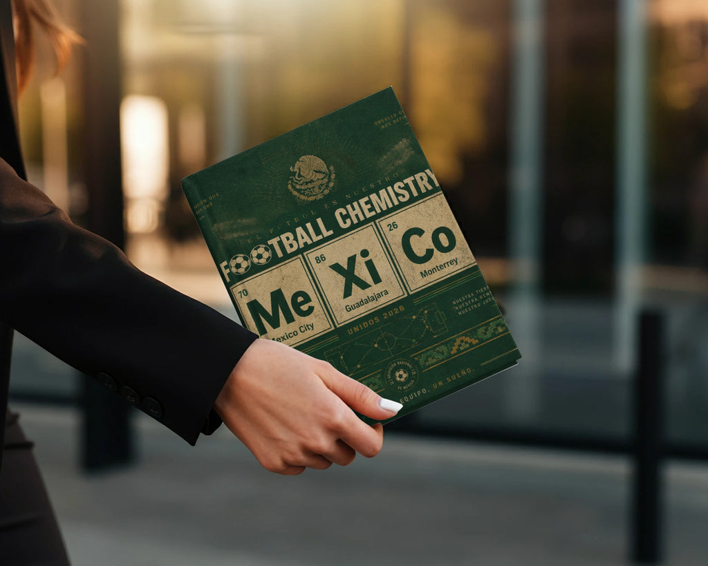 Football Chemistry book for Mexico, featuring cities and chemistry symbols.
