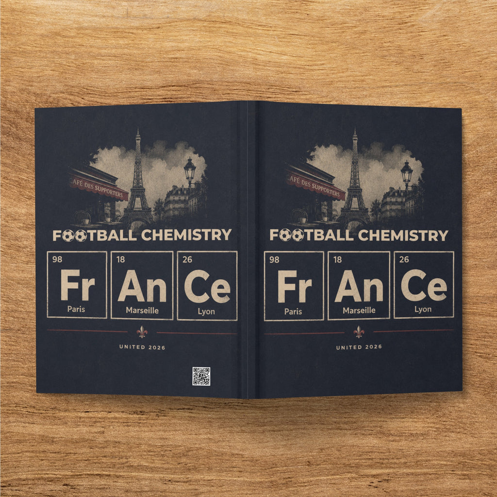 Two identical book covers featuring "Football Chemistry" with Paris, Marseille, and Lyon landmarks.
