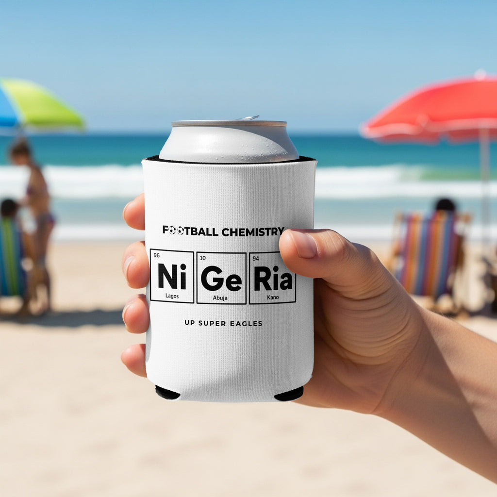 White can cooler with "Football Chemistry" and periodic table elements "Ni Ge Ra" and "UP SUPER EAGLES".