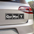 Black and white Germany license plate sticker with Berlin, Munich, and Dortmund.