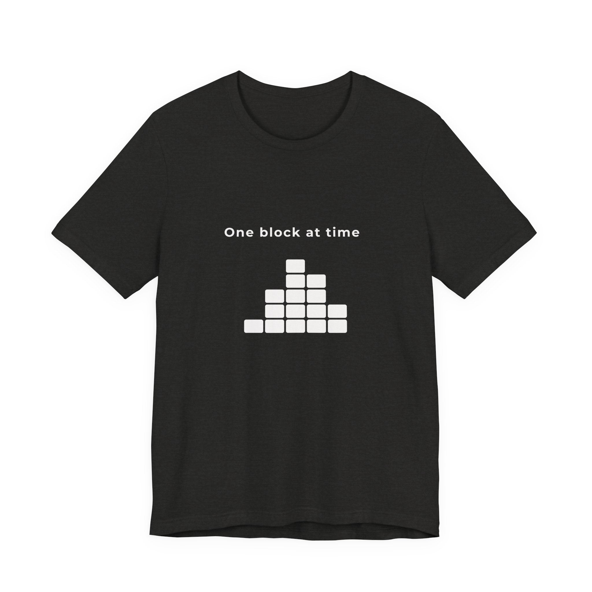 One Block at a Time | Men's Motivational Graphic Grid Progress T-Shirt