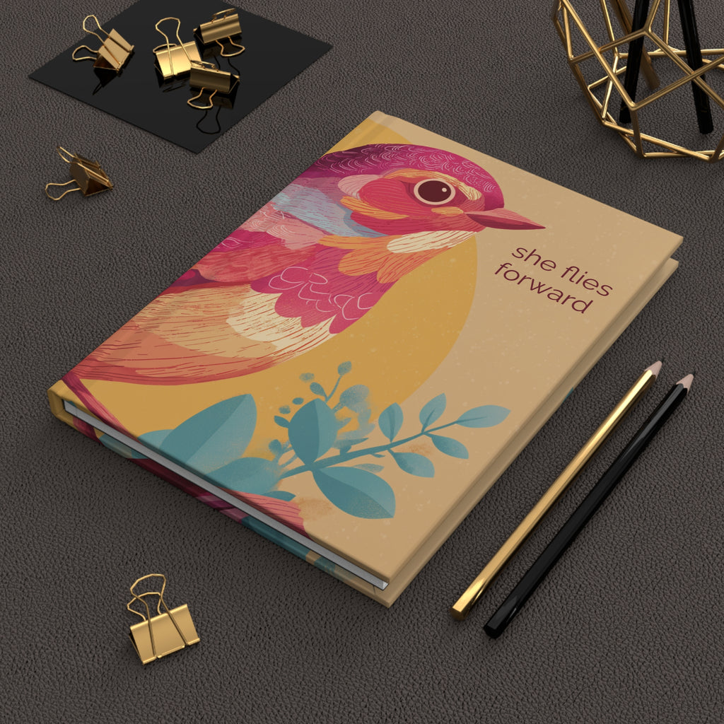She Flies Forward Hardcover Journal | Motivational Graphic Soft Ascent