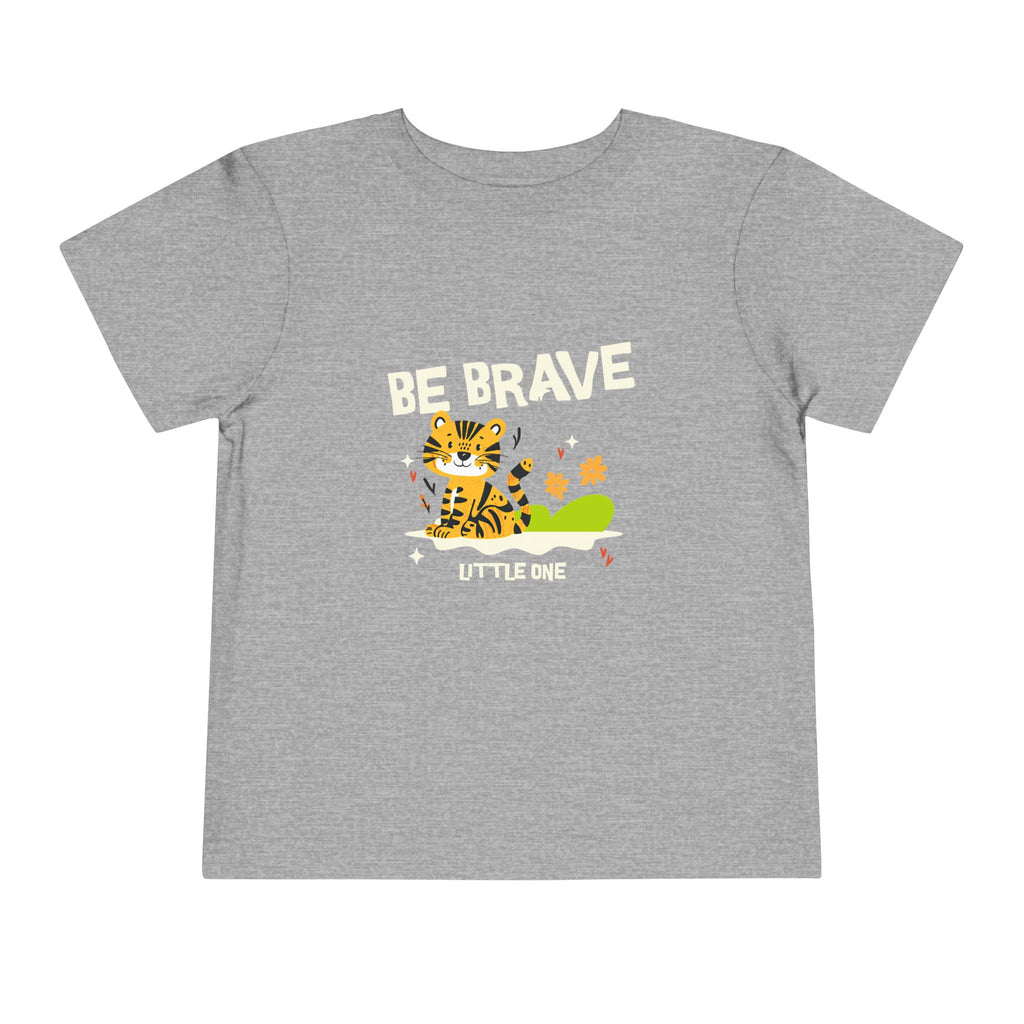 Be Brave Little One | Toddler Motivational Graphic Tiger Floral Garden T-Shirt