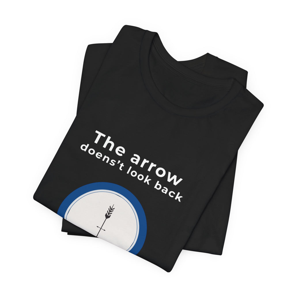The Arrow Doesn't Look Back | Men's Motivational Graphic Compass Arrow T-Shirt
