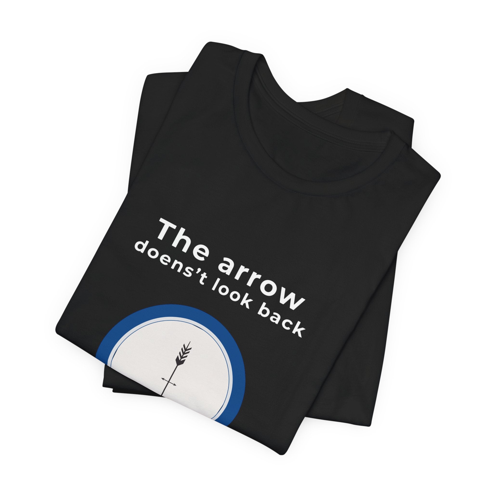 The Arrow Doesn't Look Back | Men's Motivational Graphic Compass Arrow T-Shirt