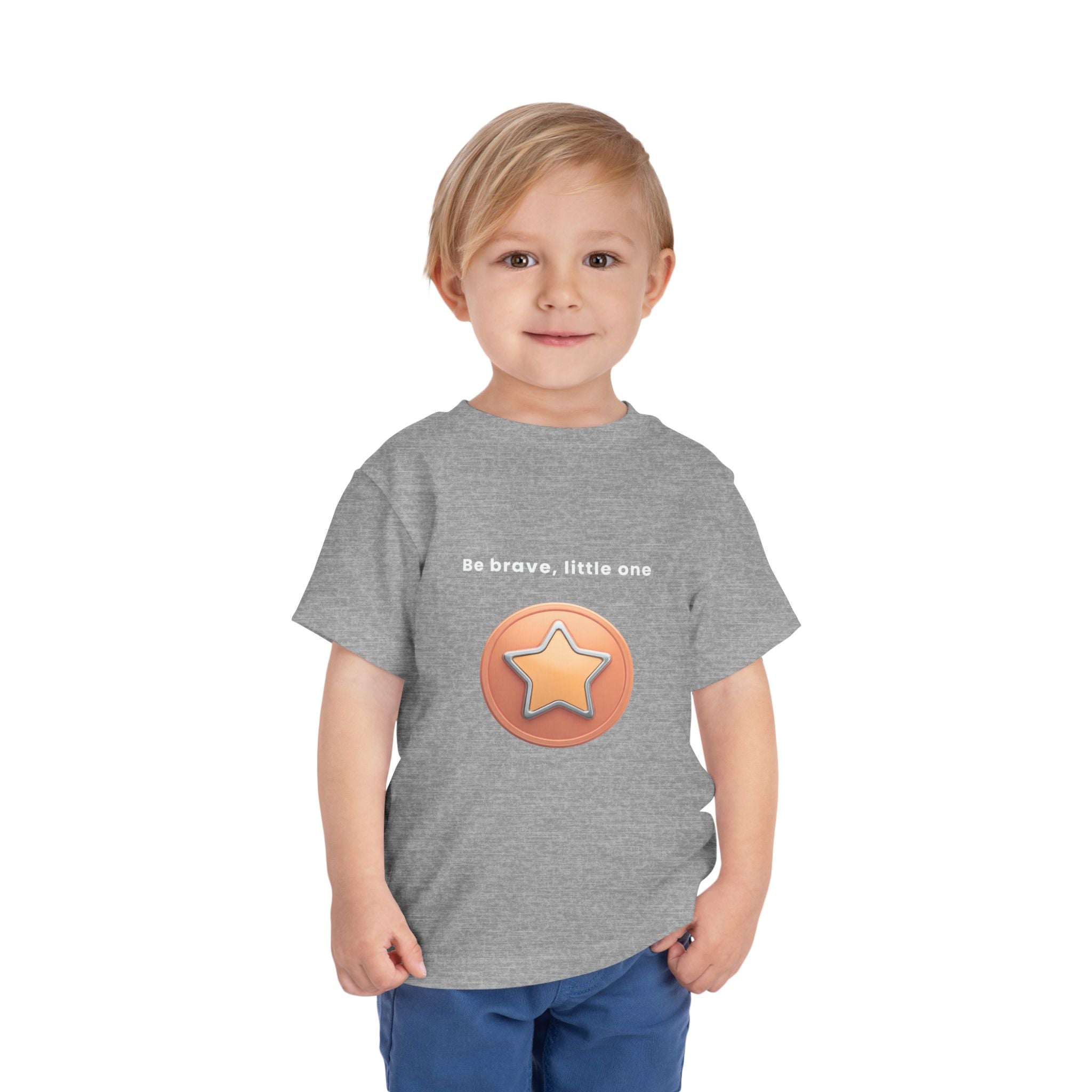 Be Brave Little One | Toddler Motivational Graphic Bronze Star Badge T-Shirt