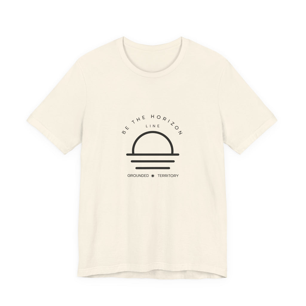 Be the horizon Line | Women's Motivational Graphic Minimalistic White Ocean Sunrise T-Shirt