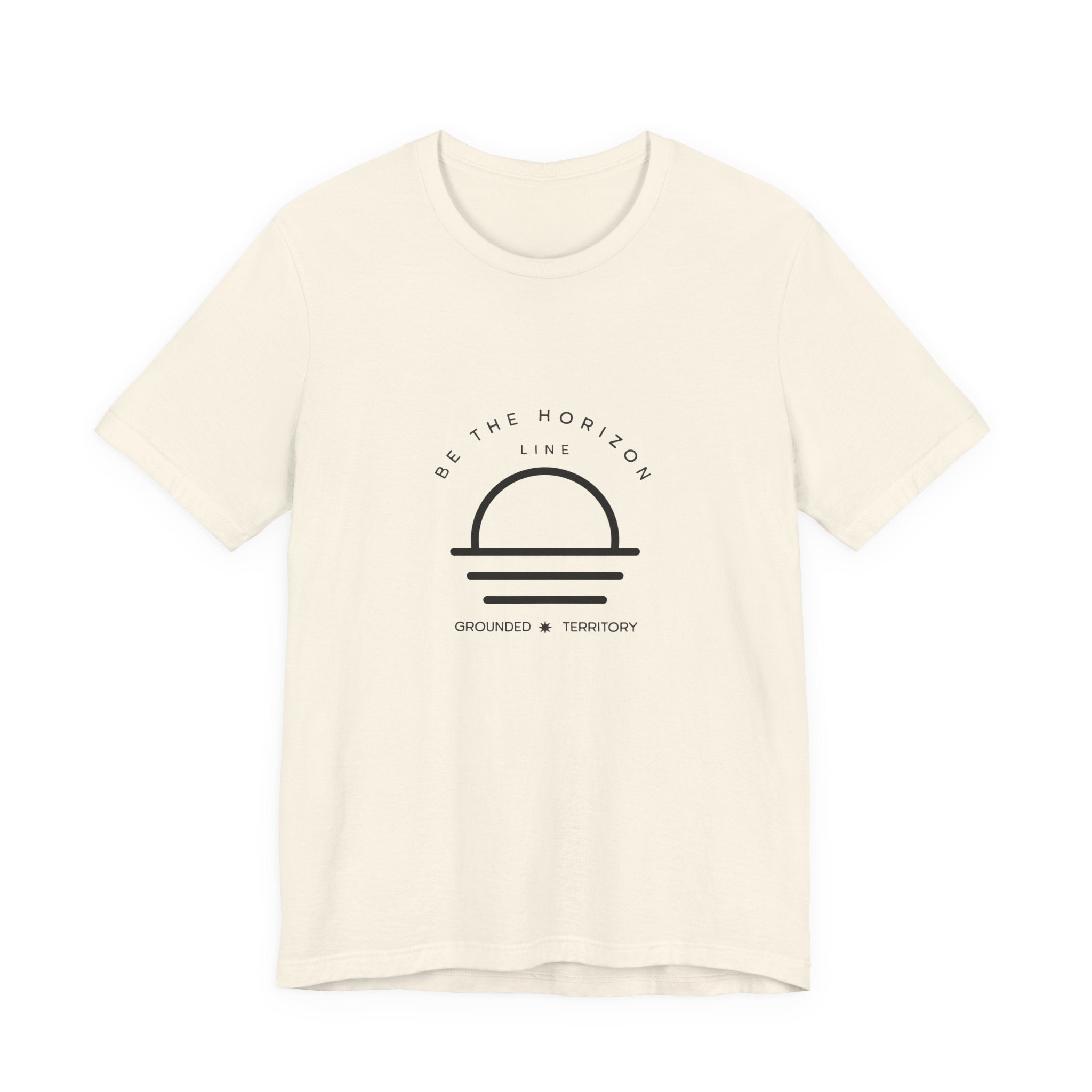 Be the horizon Line | Women's Motivational Graphic Minimalistic White Ocean Sunrise T-Shirt