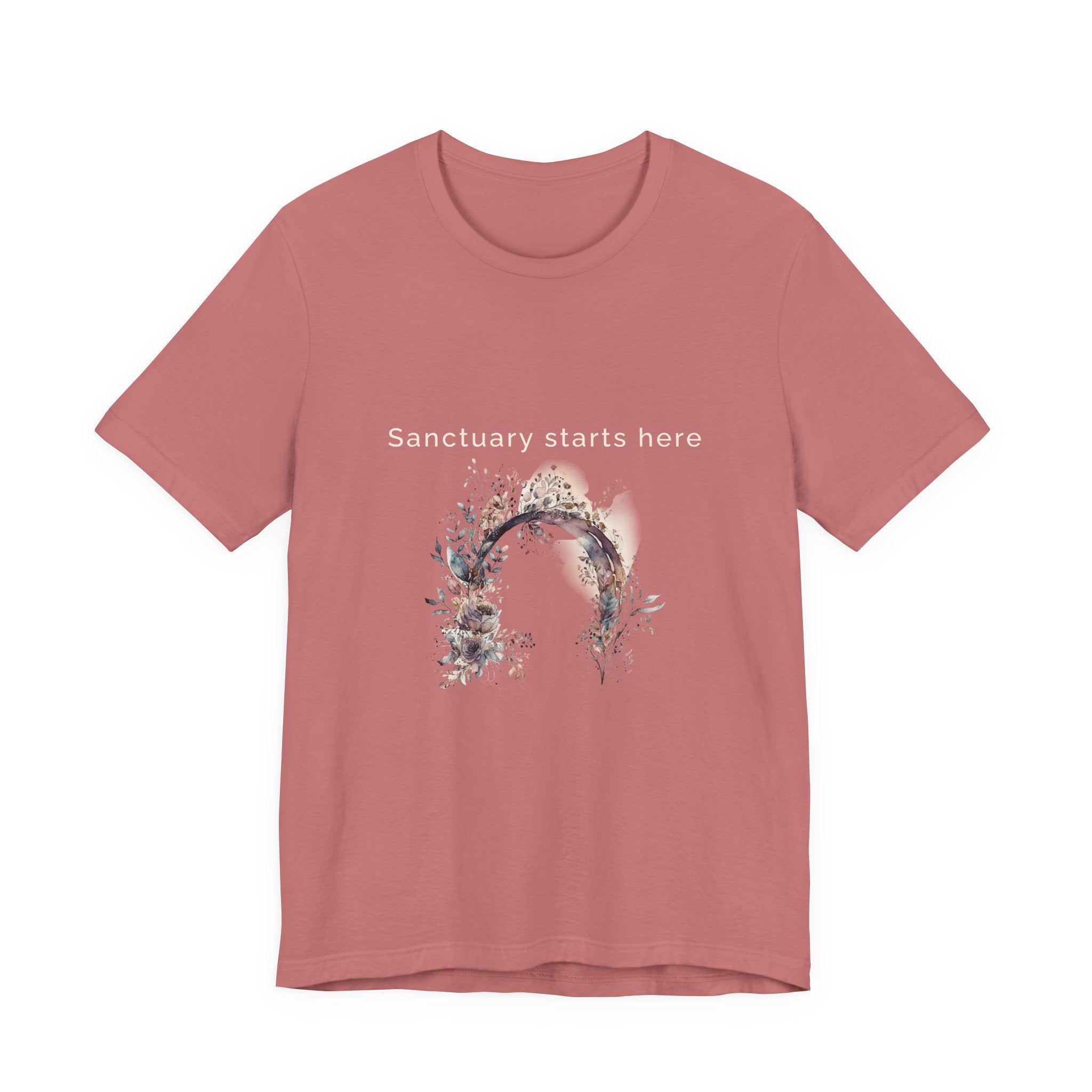 Sanctuary starts here | Women's Motivational Graphic Botanical Arche T-Shirt