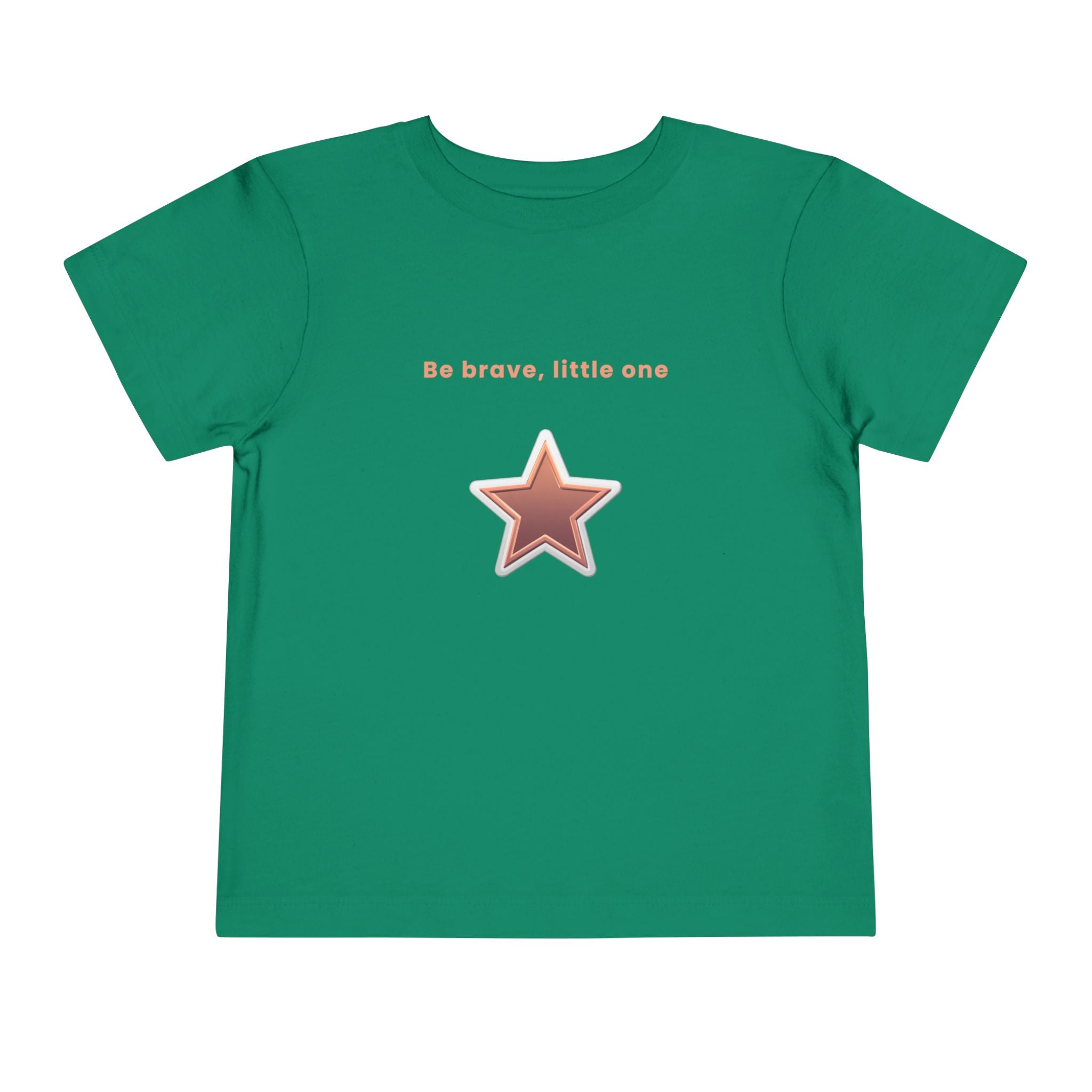 Be Brave Little One | Toddler Motivational Graphic White and Bronze Star Badge T-Shirt