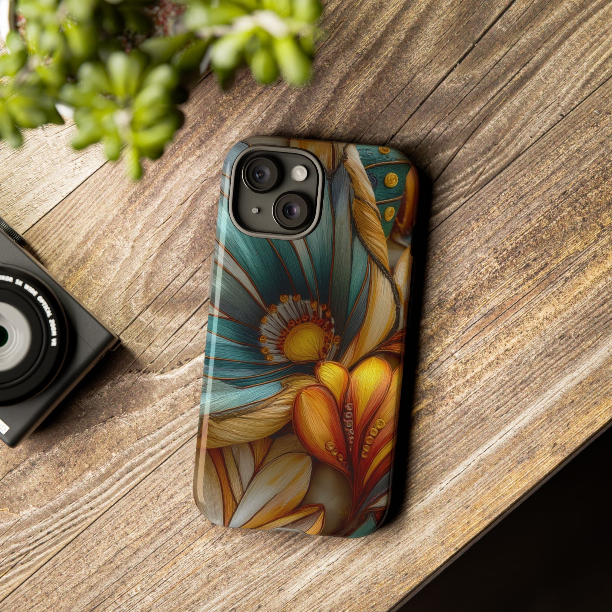 Sculpted Bloom Phone Case | 3D Embroidery style Botanical