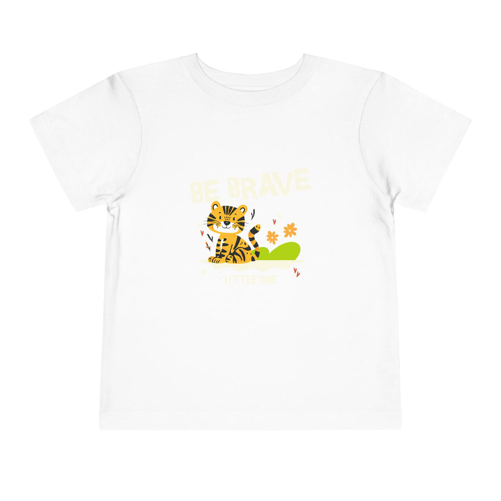 Be Brave Little One | Toddler Motivational Graphic Tiger Floral Garden T-Shirt