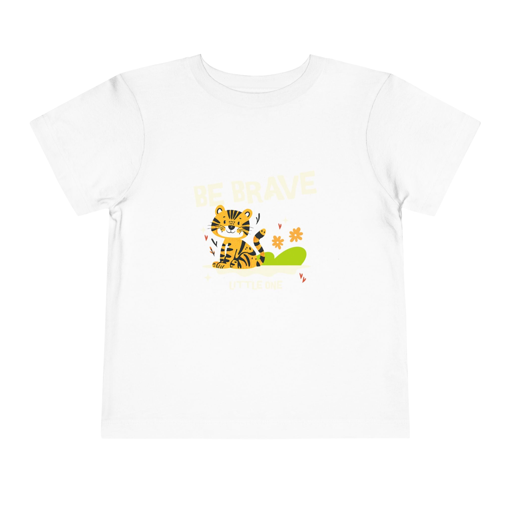 Be Brave Little One | Toddler Motivational Graphic Tiger Floral Garden T-Shirt