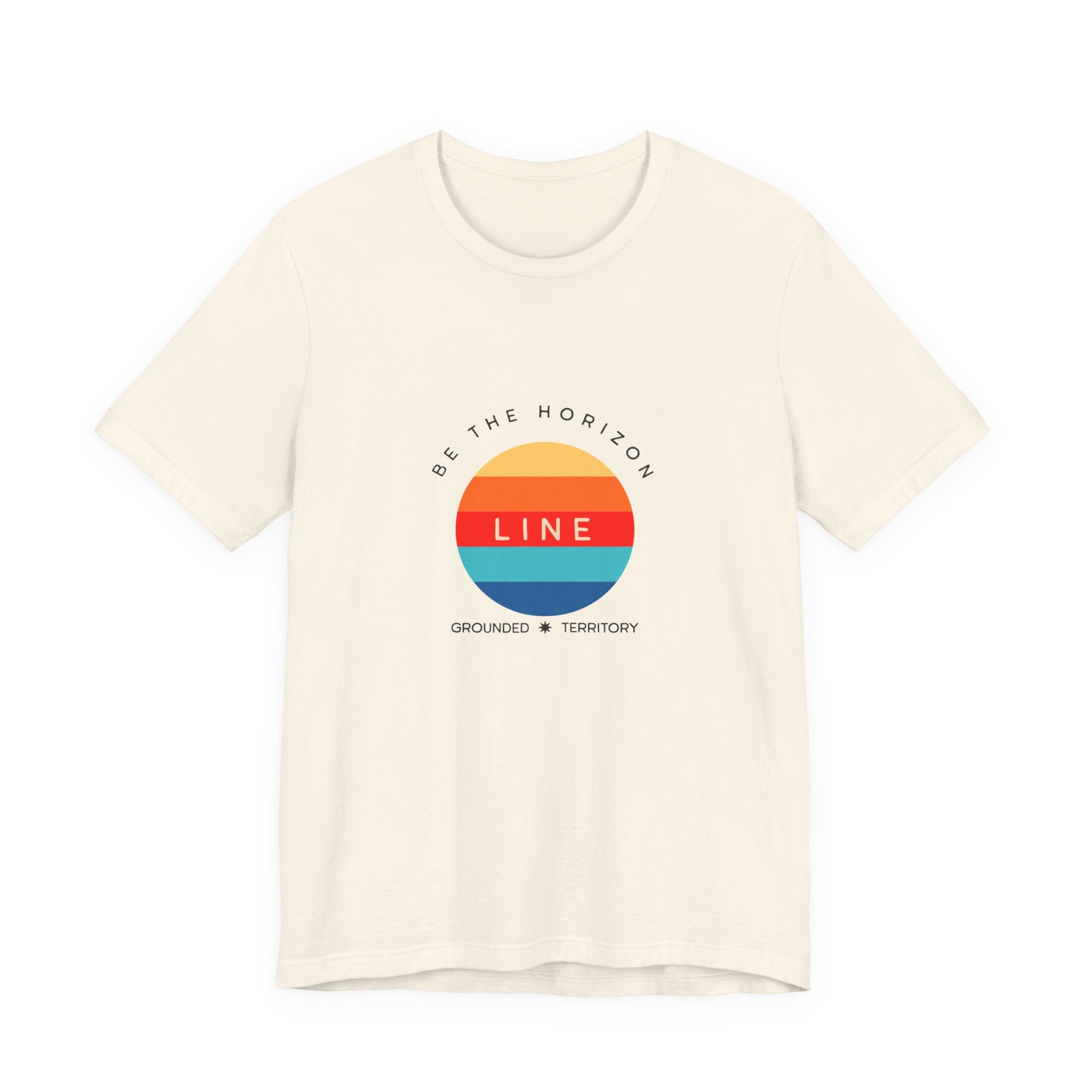 Be the horizon Line | Women's Motivational Graphic Circular Vintage Colour Sunrise T-Shirt