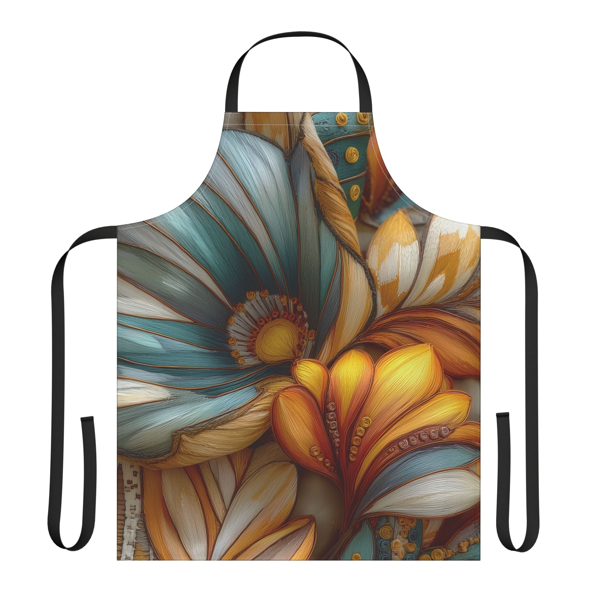 Sculpted Bloom Apron - 3D Embroidery-Style Botanical Apron motivational design