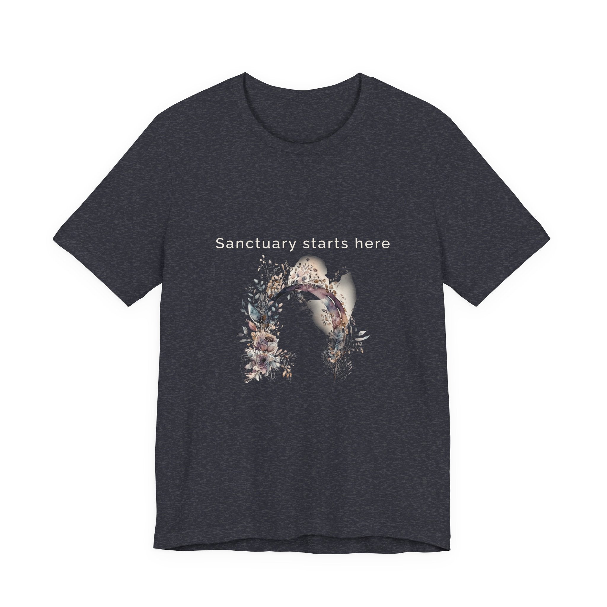 Sanctuary starts here | Women's Motivational Graphic Botanical Arche T-Shirt