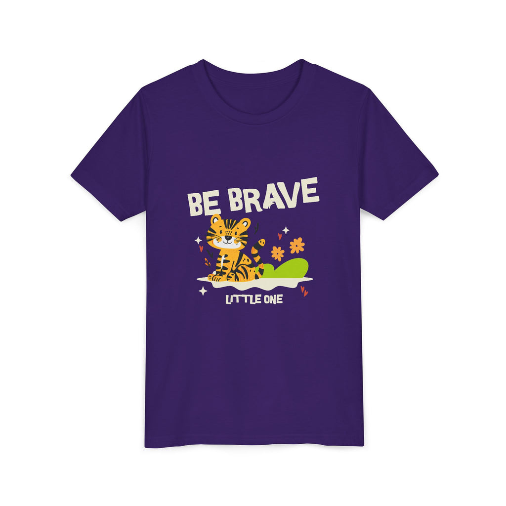 Be Brave Little One | Kids Motivational Graphic Tiger Floral Garden T-Shirt