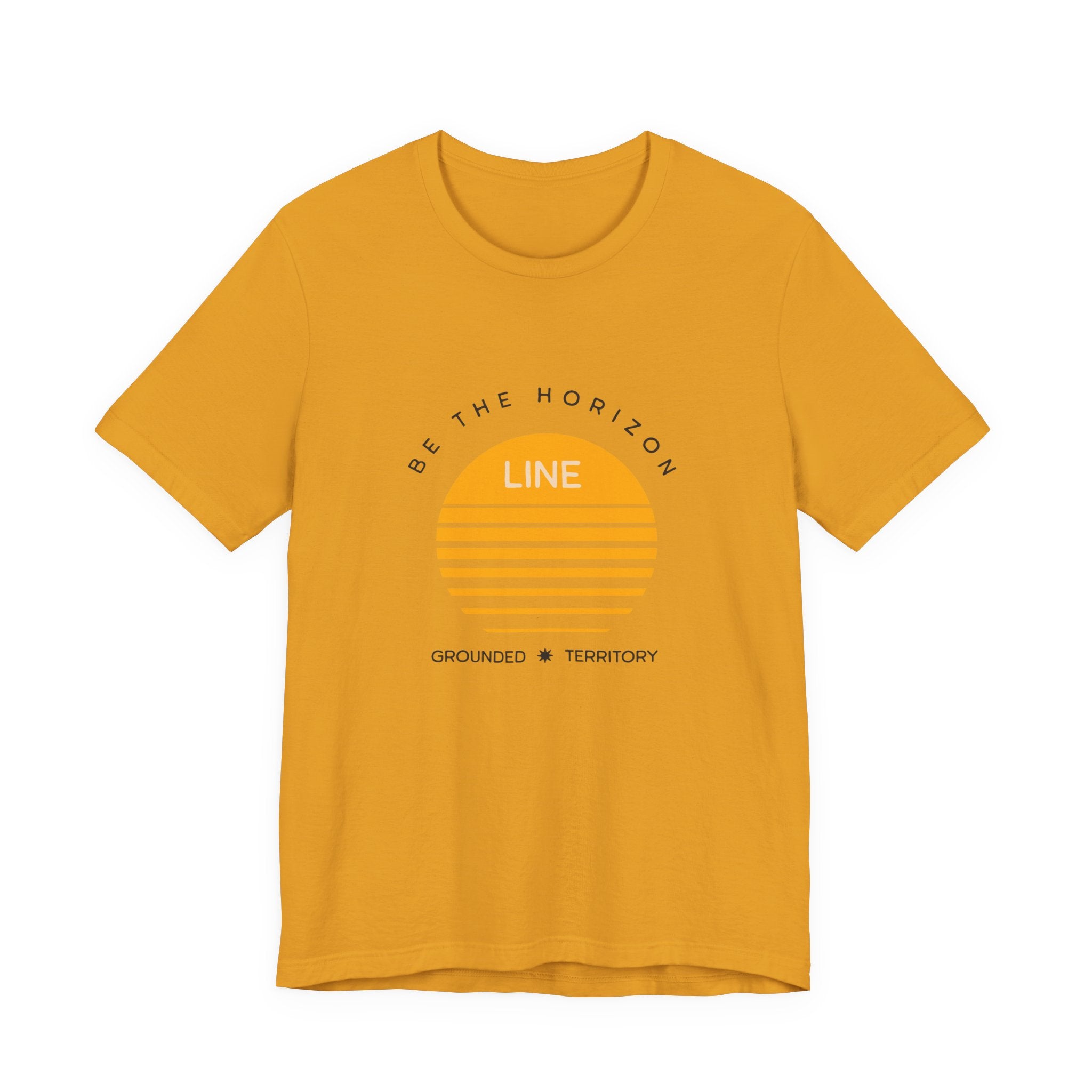 Be the horizon Line | Women's Motivational Graphic Circular Amber Wave Sunrise T-Shirt