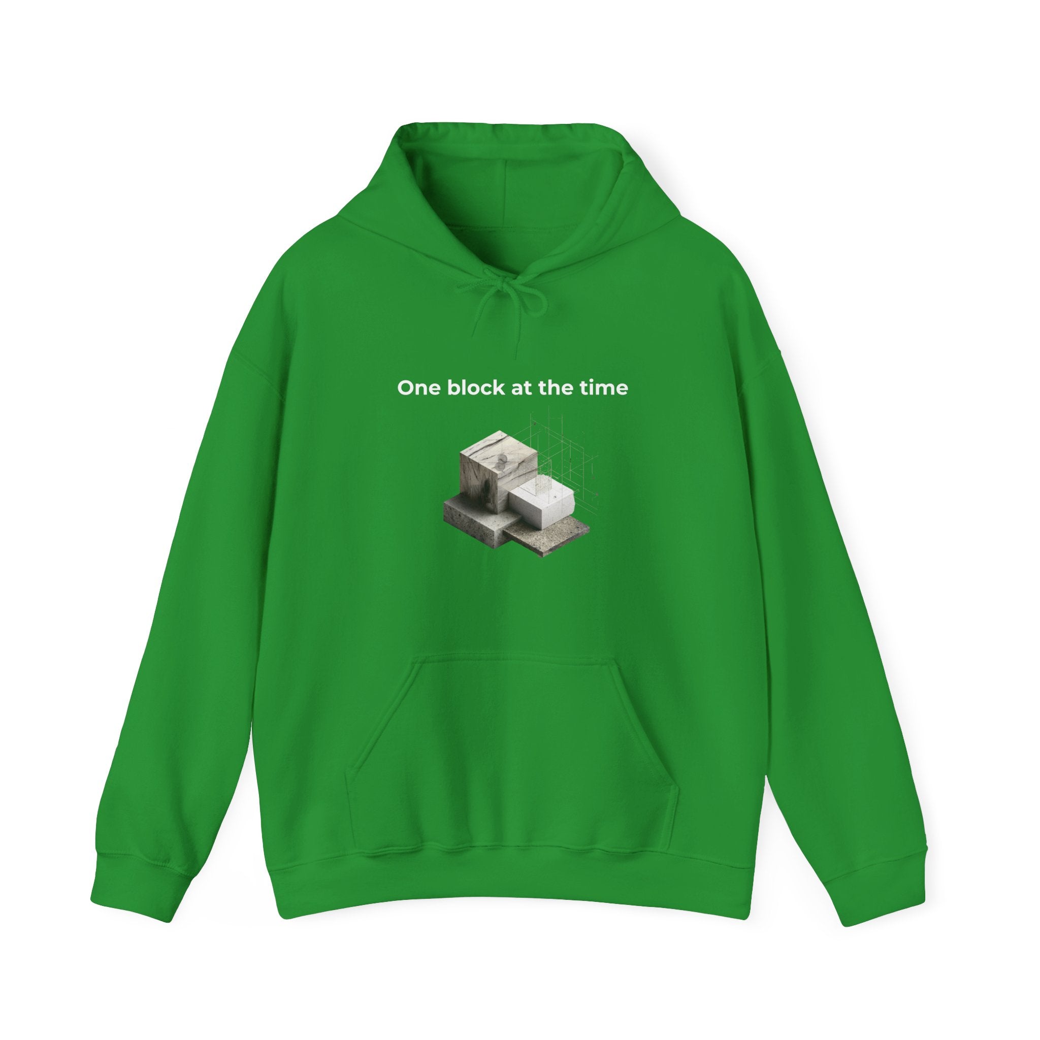 One Block at a Time | Men's Motivational Graphic Builder Hoodie
