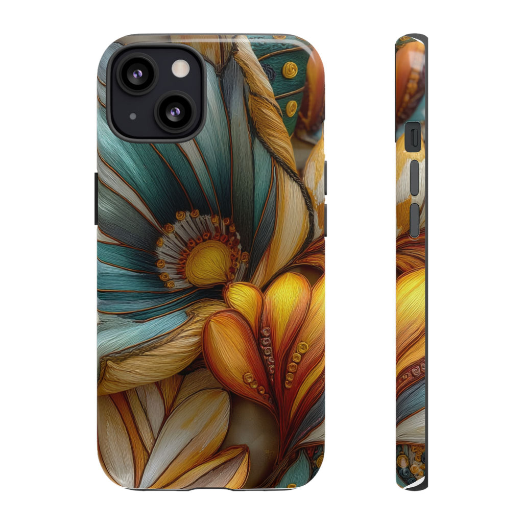 Sculpted Bloom Phone Case | 3D Embroidery style Botanical
