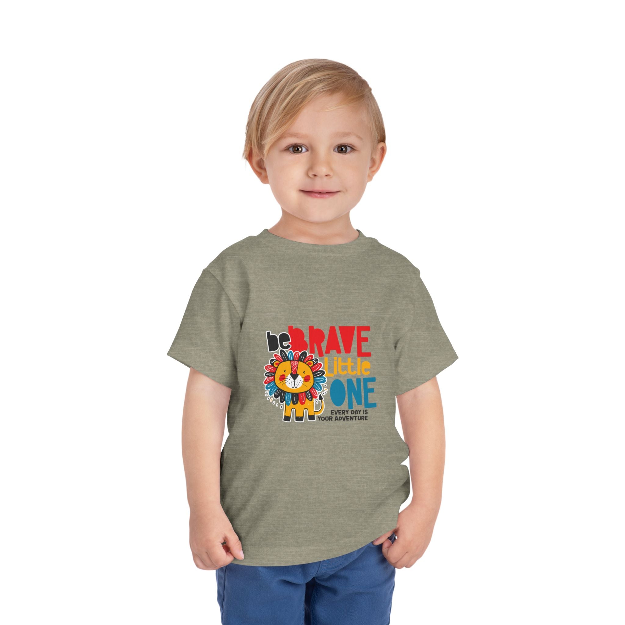 Be Brave Little One | Toddler Motivational Graphic Cute Colourful Lion T-Shirt