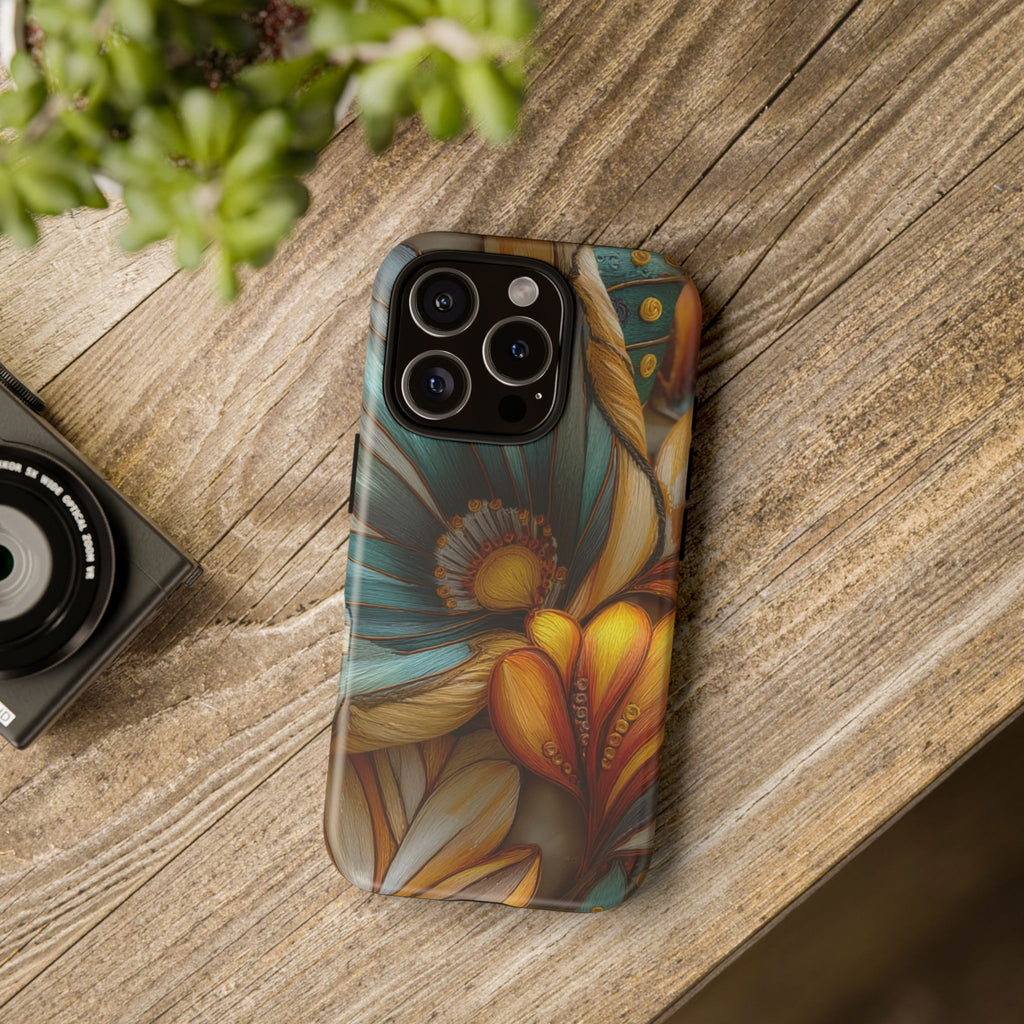 Sculpted Bloom Phone Case | 3D Embroidery style Botanical