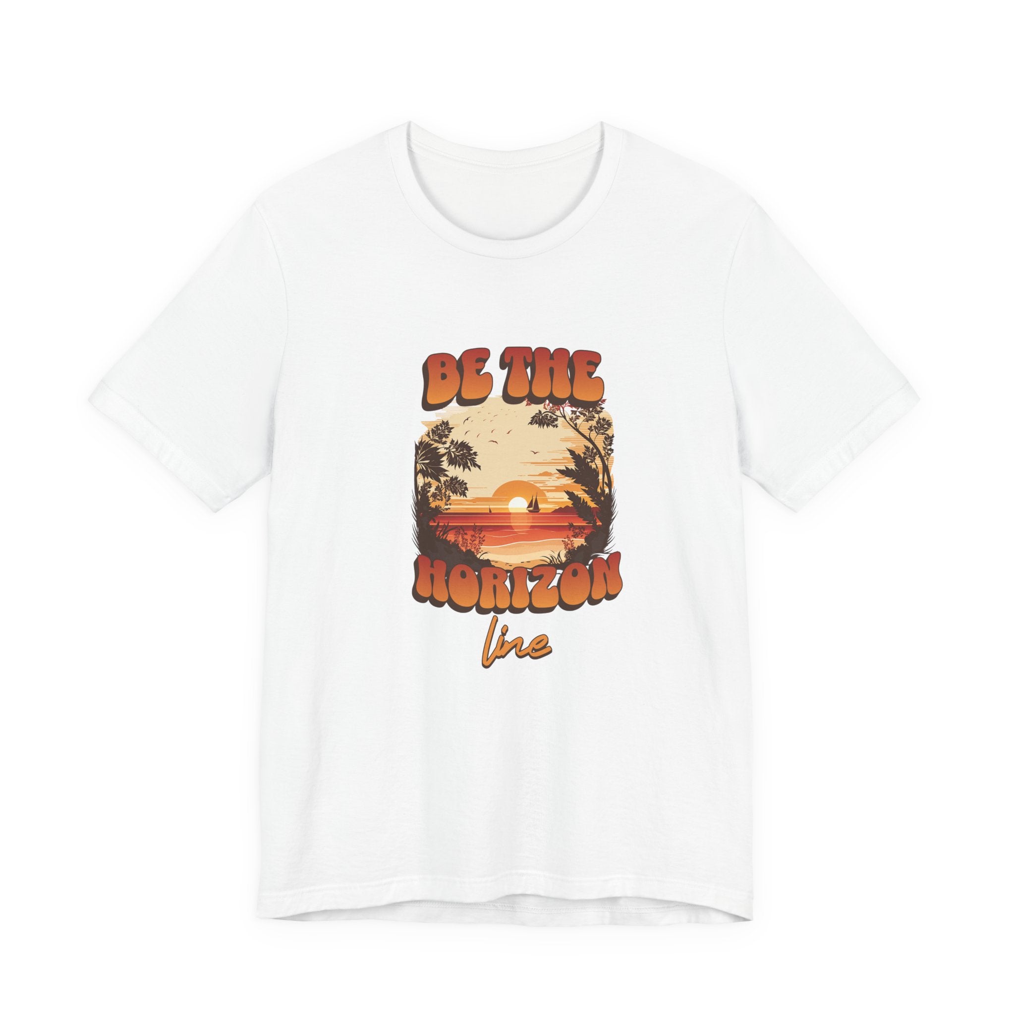 Be the horizon Line | Women's Motivational Graphic Retro Beach Sunrise T-Shirt