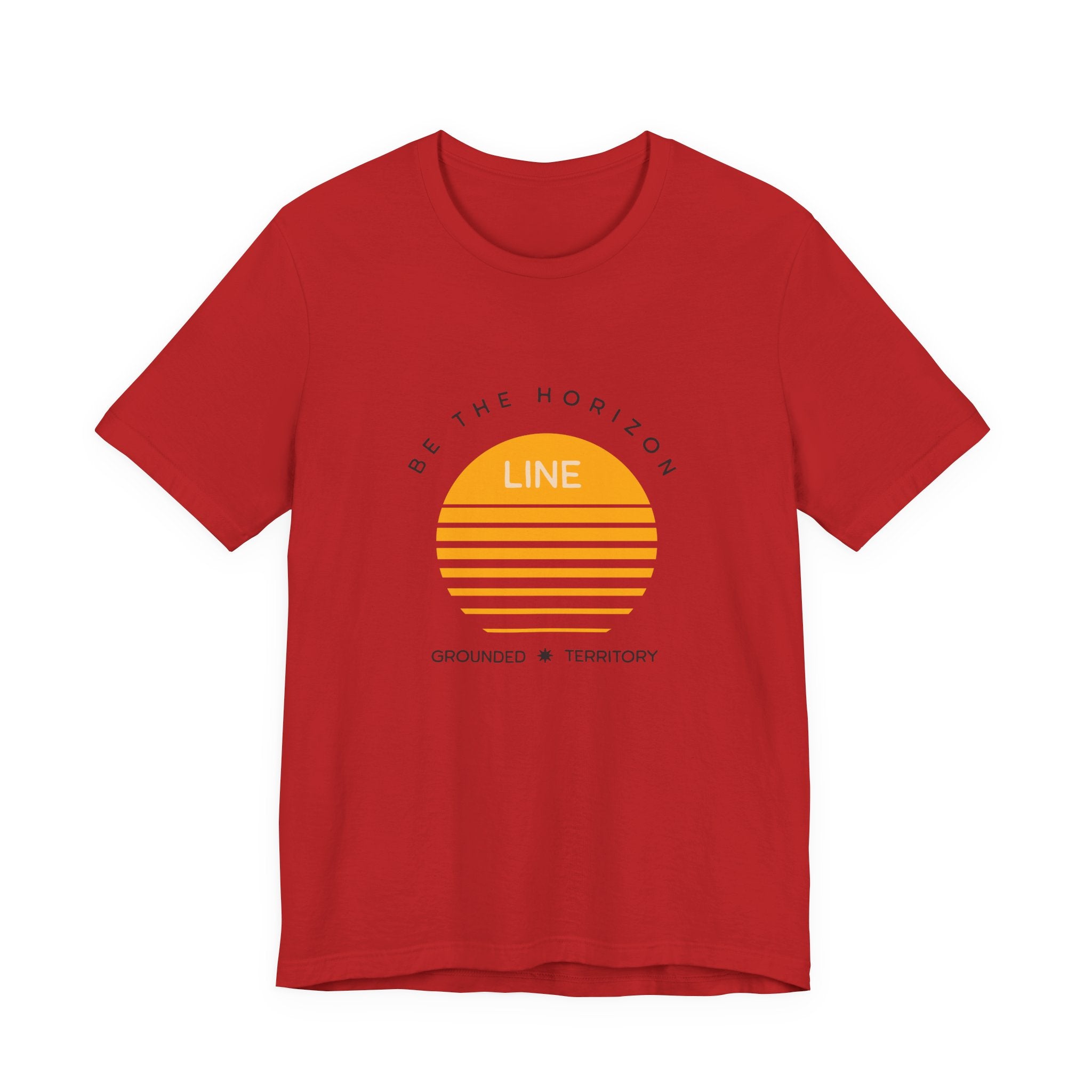 Be the horizon Line | Women's Motivational Graphic Circular Amber Wave Sunrise T-Shirt