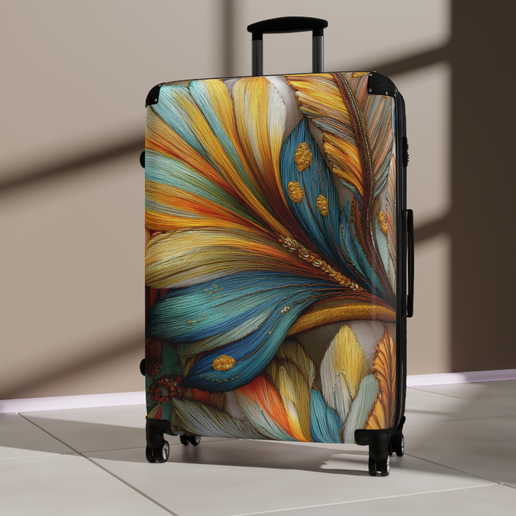 Thread Garden Carry-on Suitcase | 3D Embroidery style Botanical
