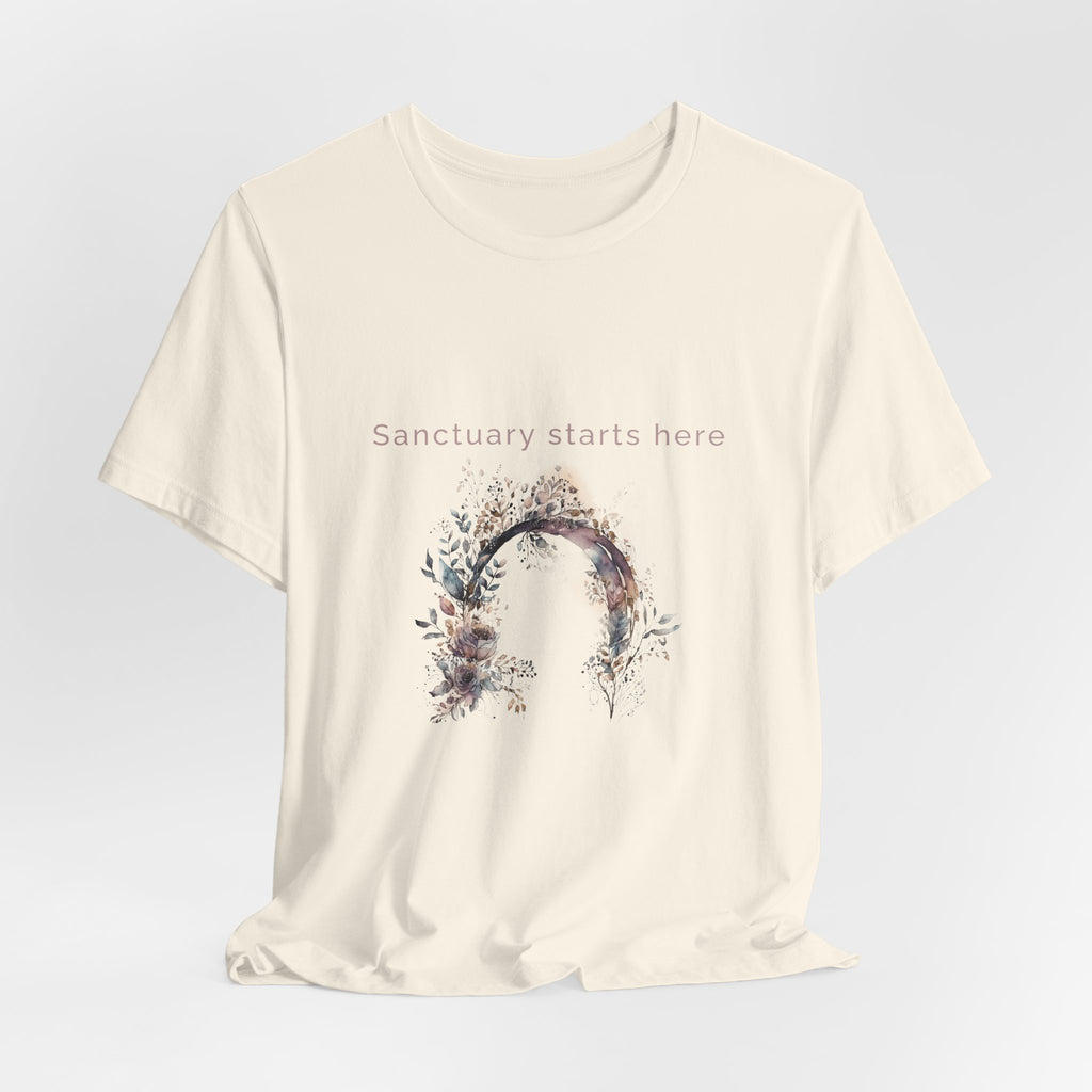 Sanctuary starts here | Women's Motivational Graphic Botanical Arche T-Shirt