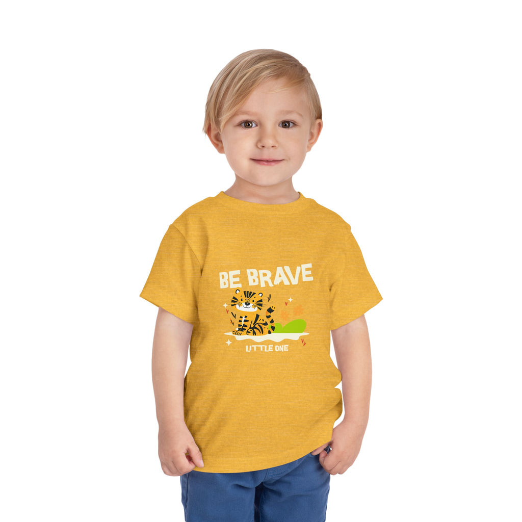 Be Brave Little One | Toddler Motivational Graphic Tiger Floral Garden T-Shirt