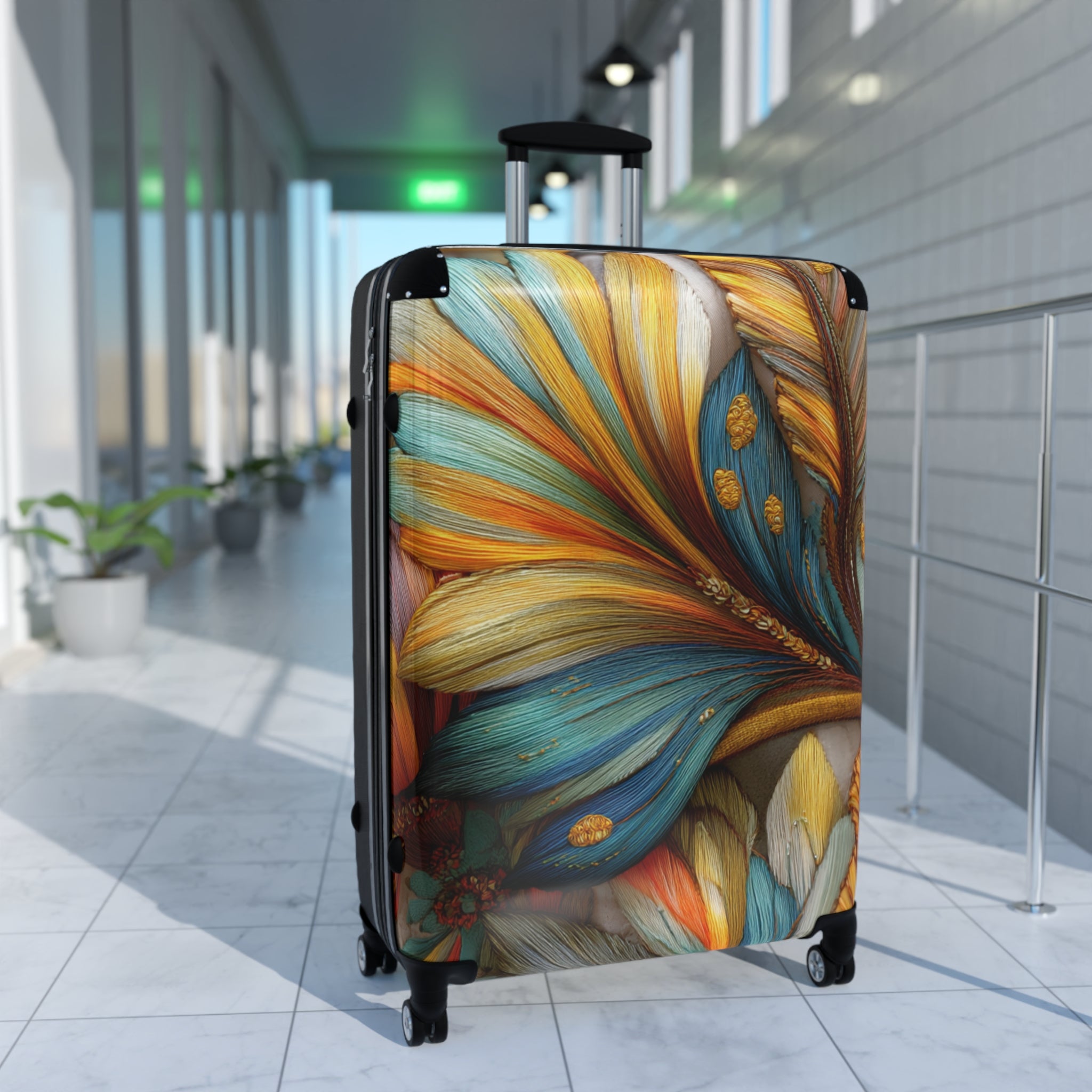 Thread Garden Carry-on Suitcase | 3D Embroidery style Botanical