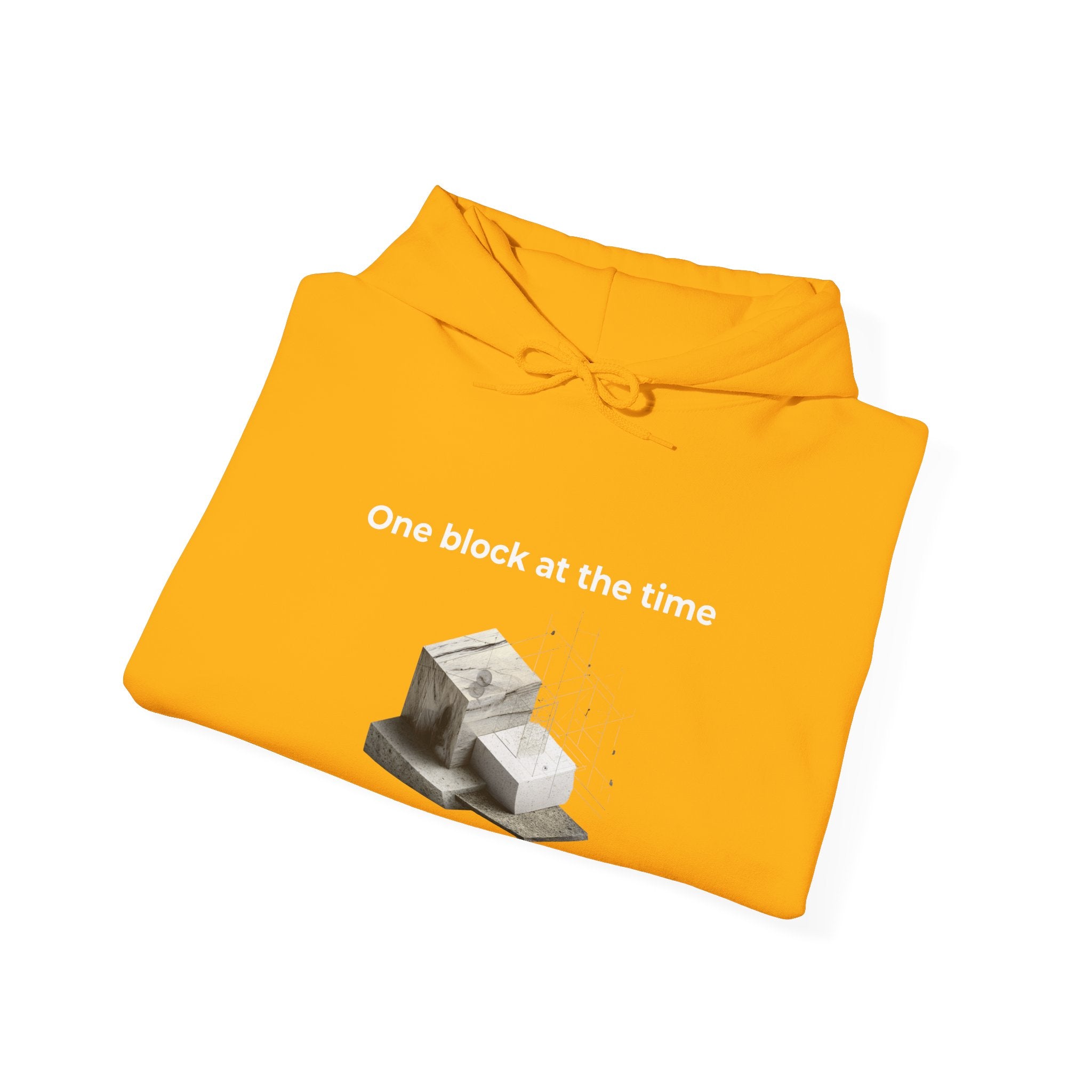One Block at a Time | Men's Motivational Graphic Builder Hoodie