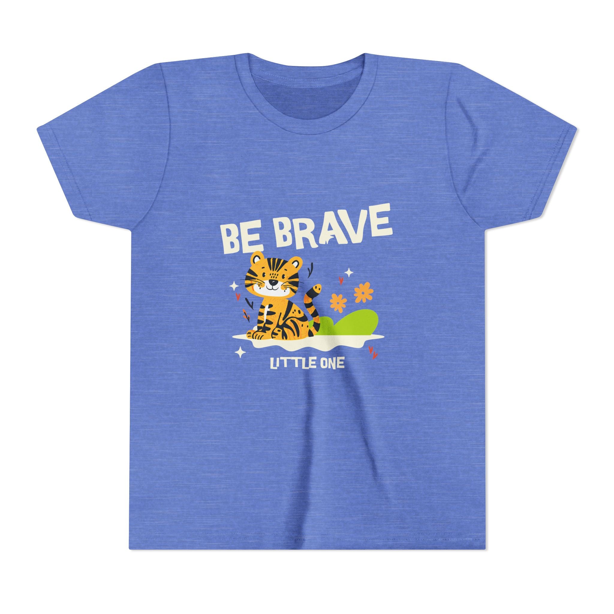 Be Brave Little One | Kids Motivational Graphic Tiger Floral Garden T-Shirt