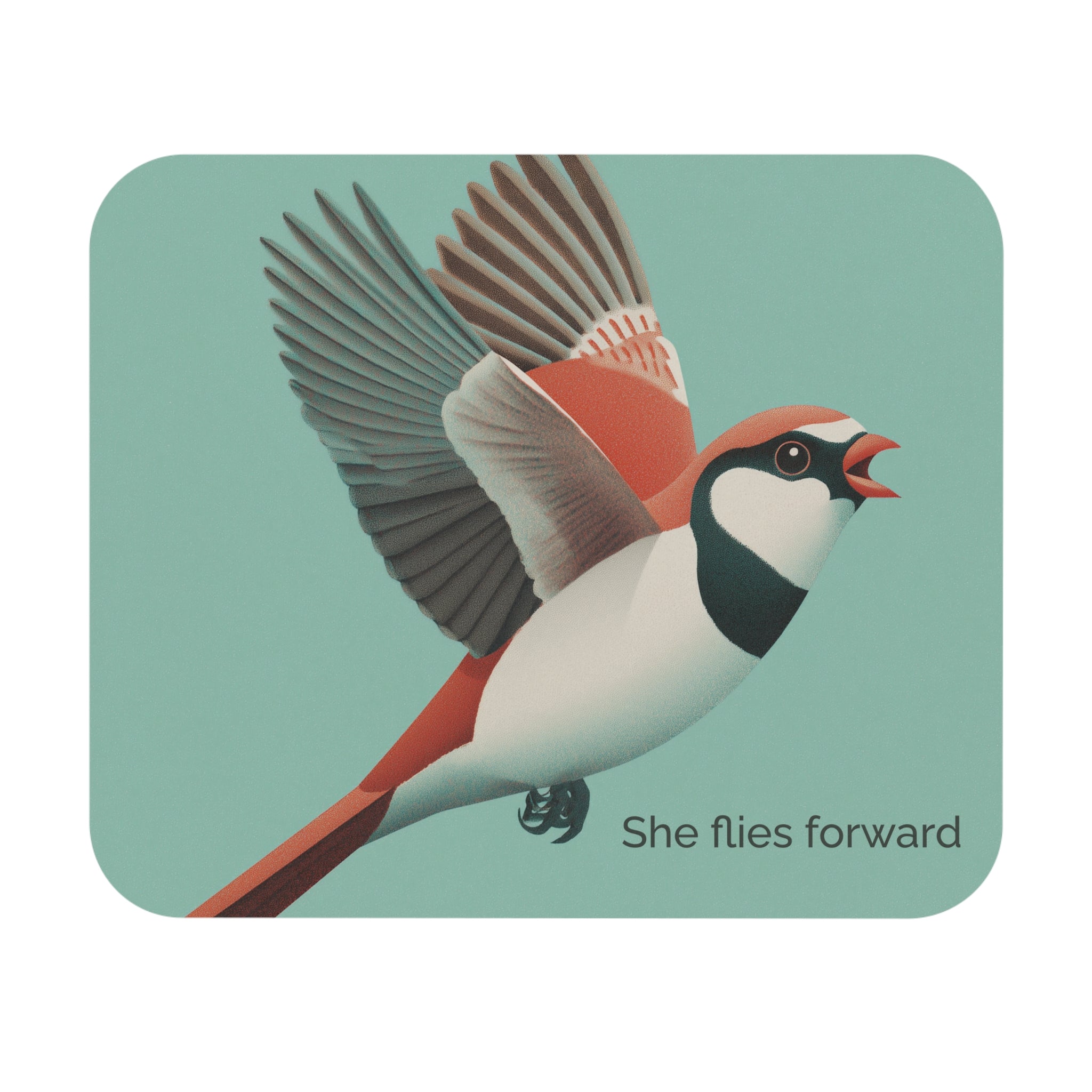 She Flies Forward Mousepad | Motivational Graphic Green Minimal