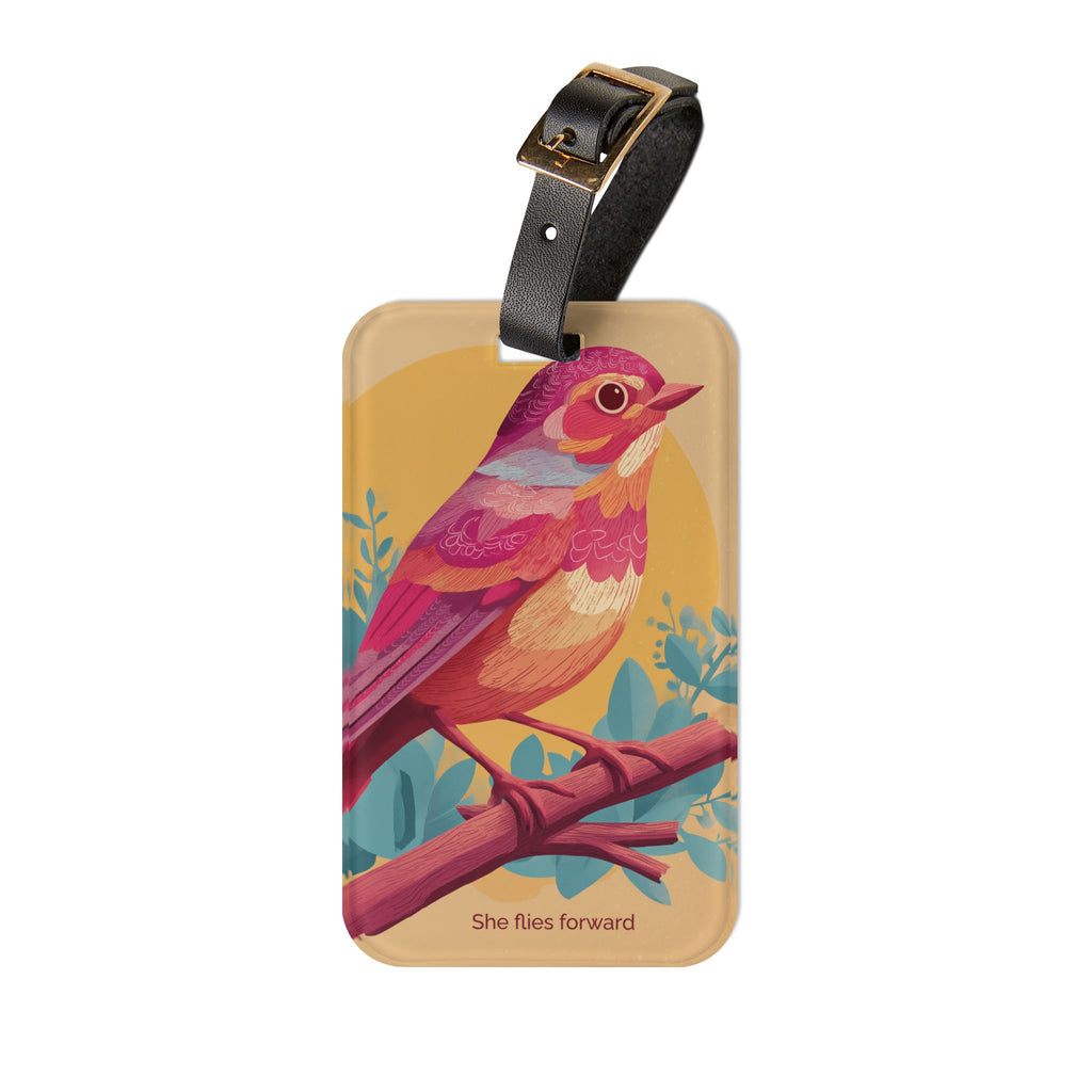 She Flies Forward Luggage Tag | Motivational Graphic Soft Ascent