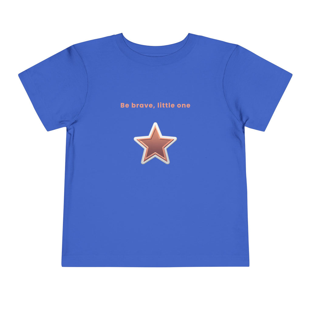 Be Brave Little One | Toddler Motivational Graphic White and Bronze Star Badge T-Shirt