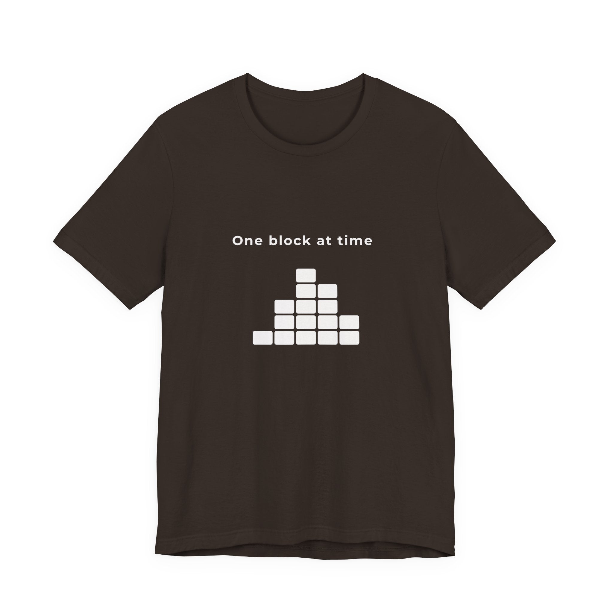 One Block at a Time | Men's Motivational Graphic Grid Progress T-Shirt