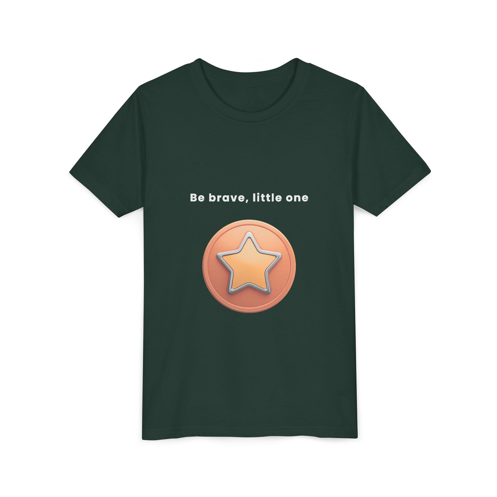 Be Brave Little One | Kids Motivational Graphic Bronze Star Badge T-Shirt