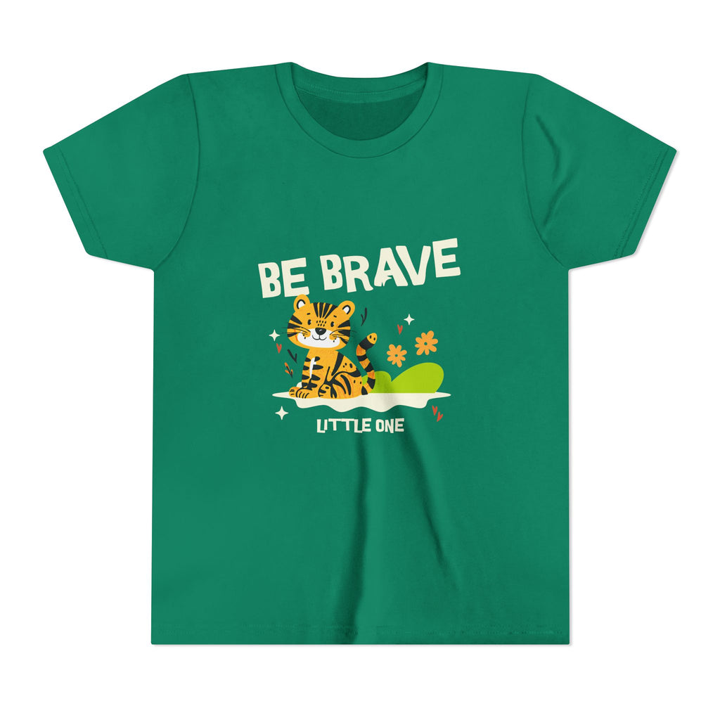 Be Brave Little One | Kids Motivational Graphic Tiger Floral Garden T-Shirt