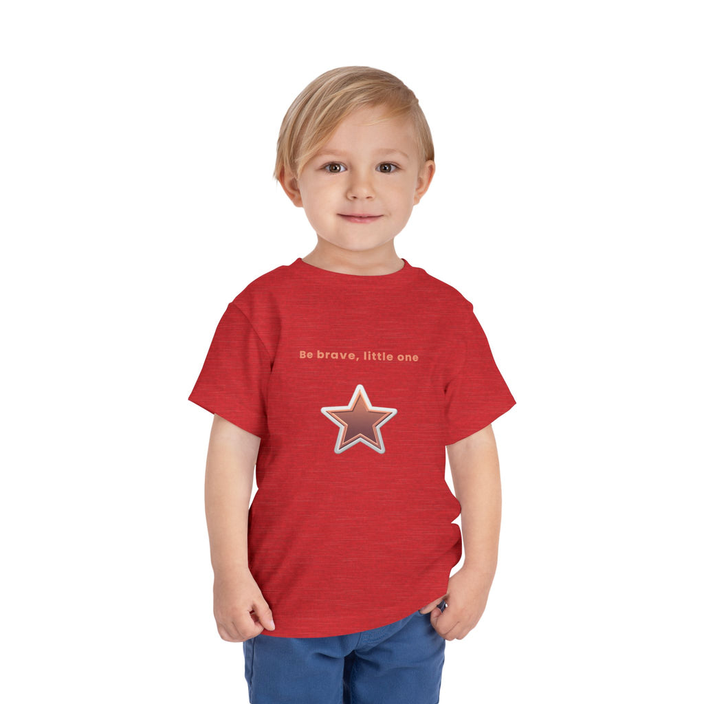 Be Brave Little One | Toddler Motivational Graphic White and Bronze Star Badge T-Shirt