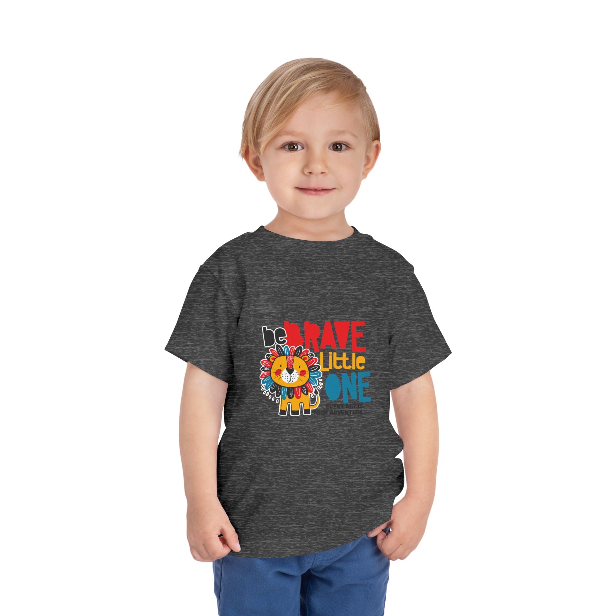 Be Brave Little One | Toddler Motivational Graphic Cute Colourful Lion T-Shirt