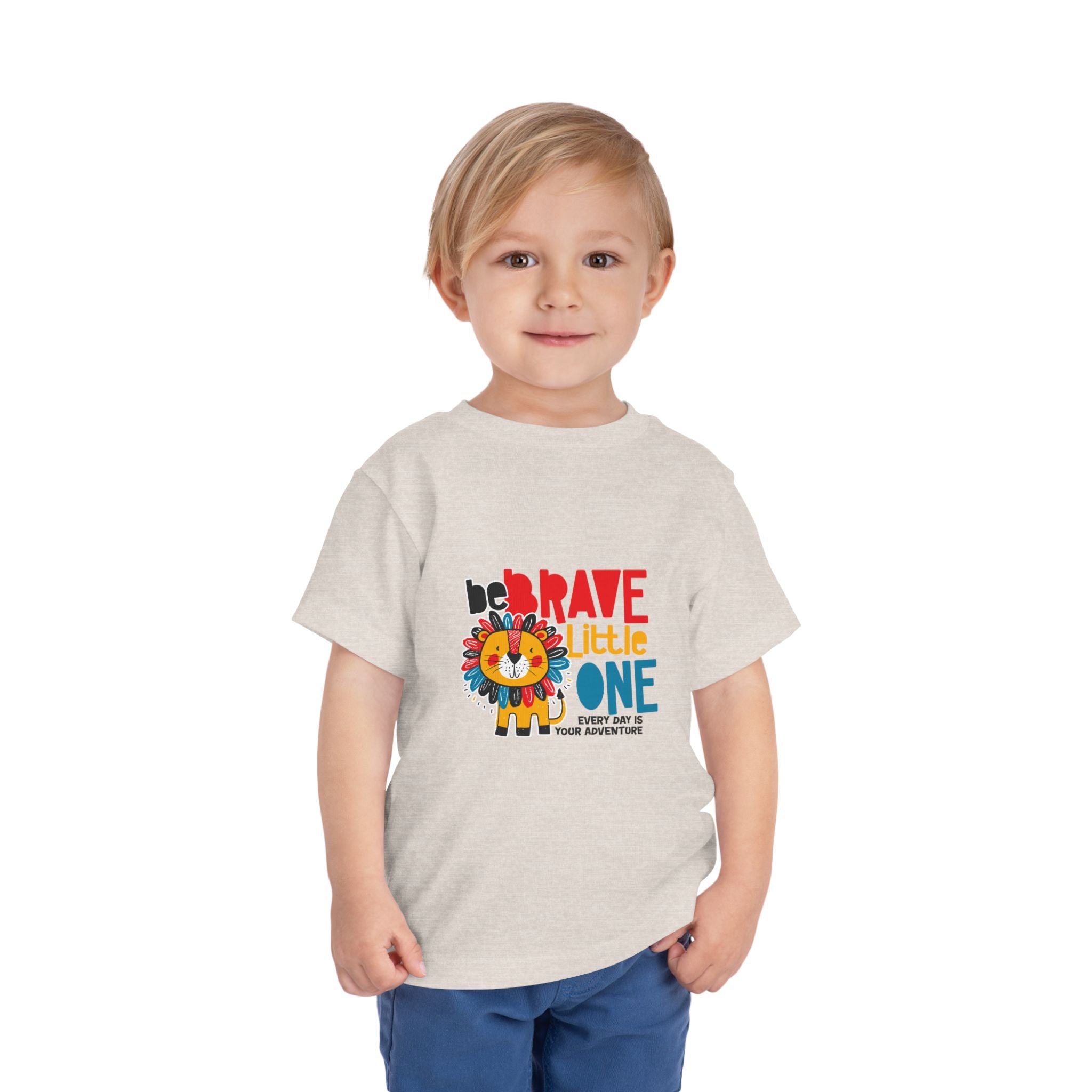 Be Brave Little One | Toddler Motivational Graphic Cute Colourful Lion T-Shirt