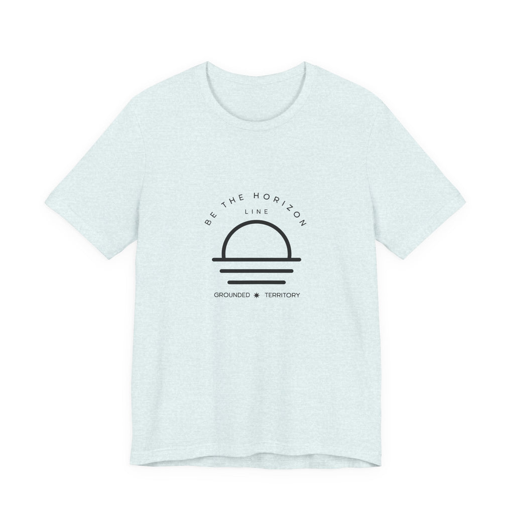 Be the horizon Line | Women's Motivational Graphic Minimalistic White Ocean Sunrise T-Shirt