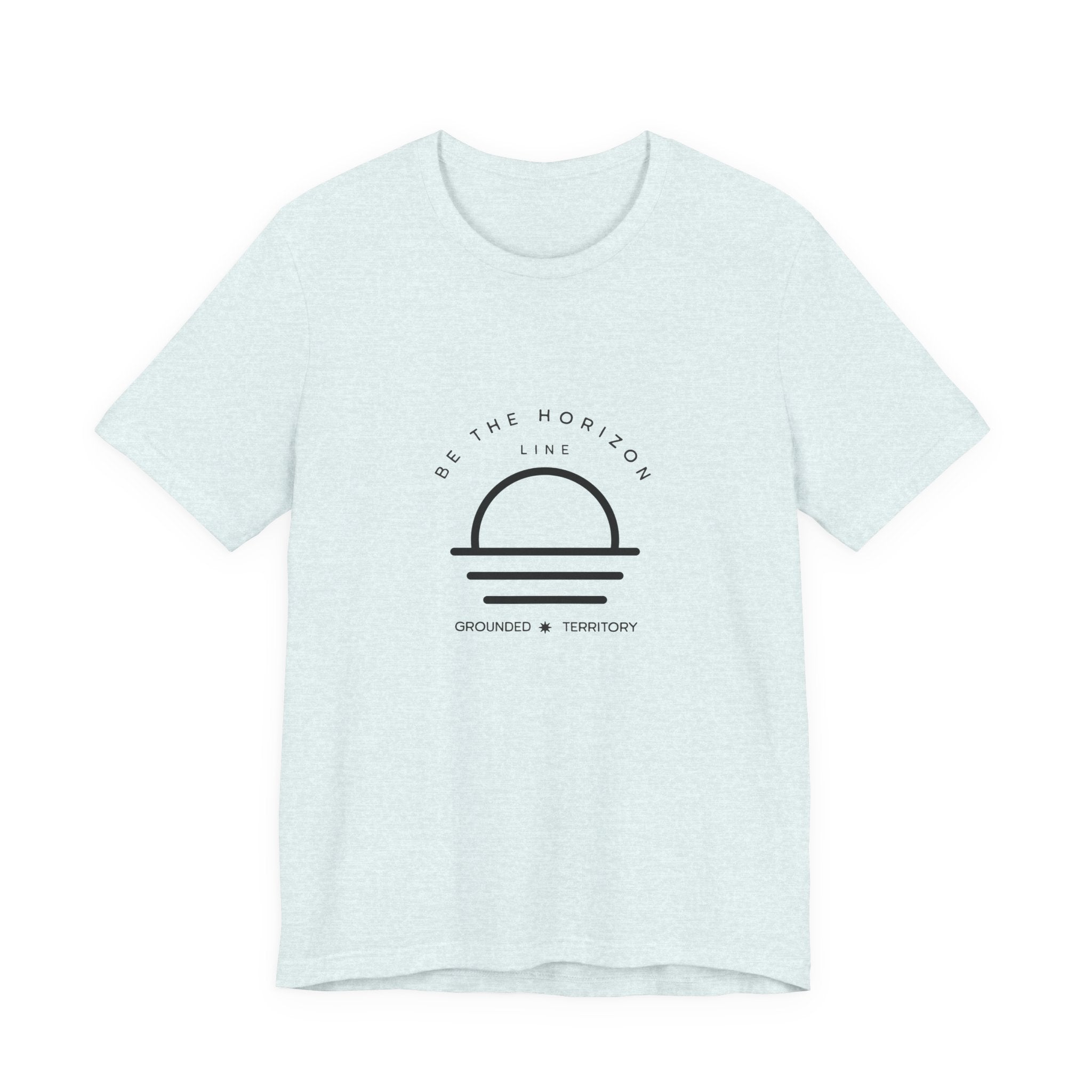 Be the horizon Line | Women's Motivational Graphic Minimalistic White Ocean Sunrise T-Shirt