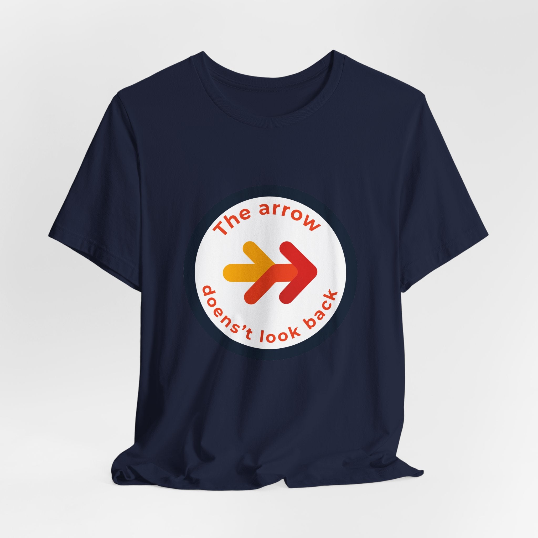 The Arrow Doesn't Look Back | Men's Motivational Graphic Retro Arrow T-Shirt