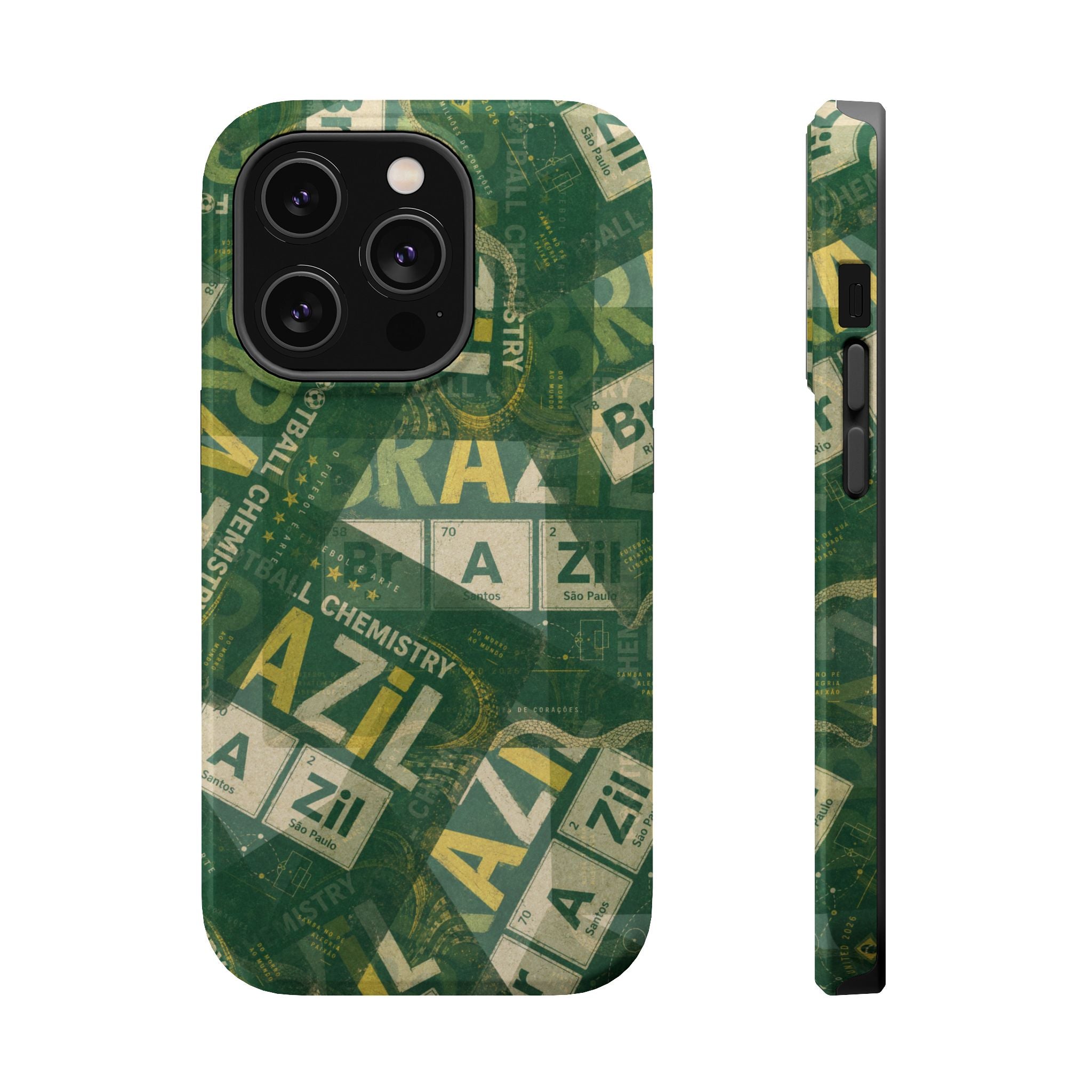 Brazil Football Phone Case | Green, gold, and chemistry.