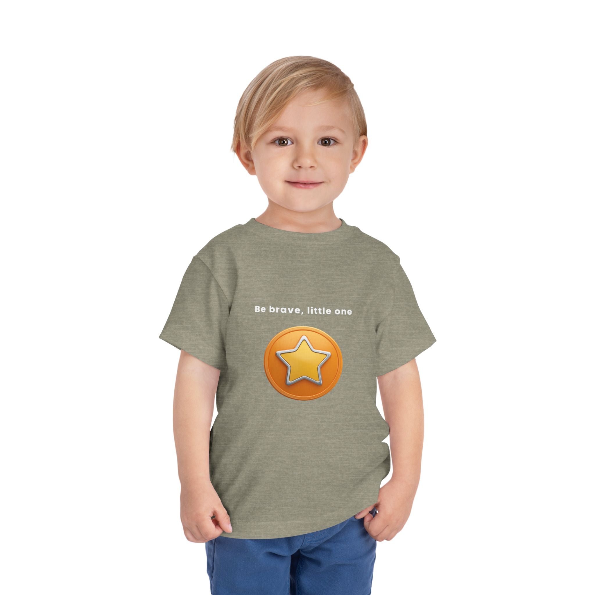 Be Brave Little One | Toddler Motivational Graphic Golden Star Badge T-Shirt