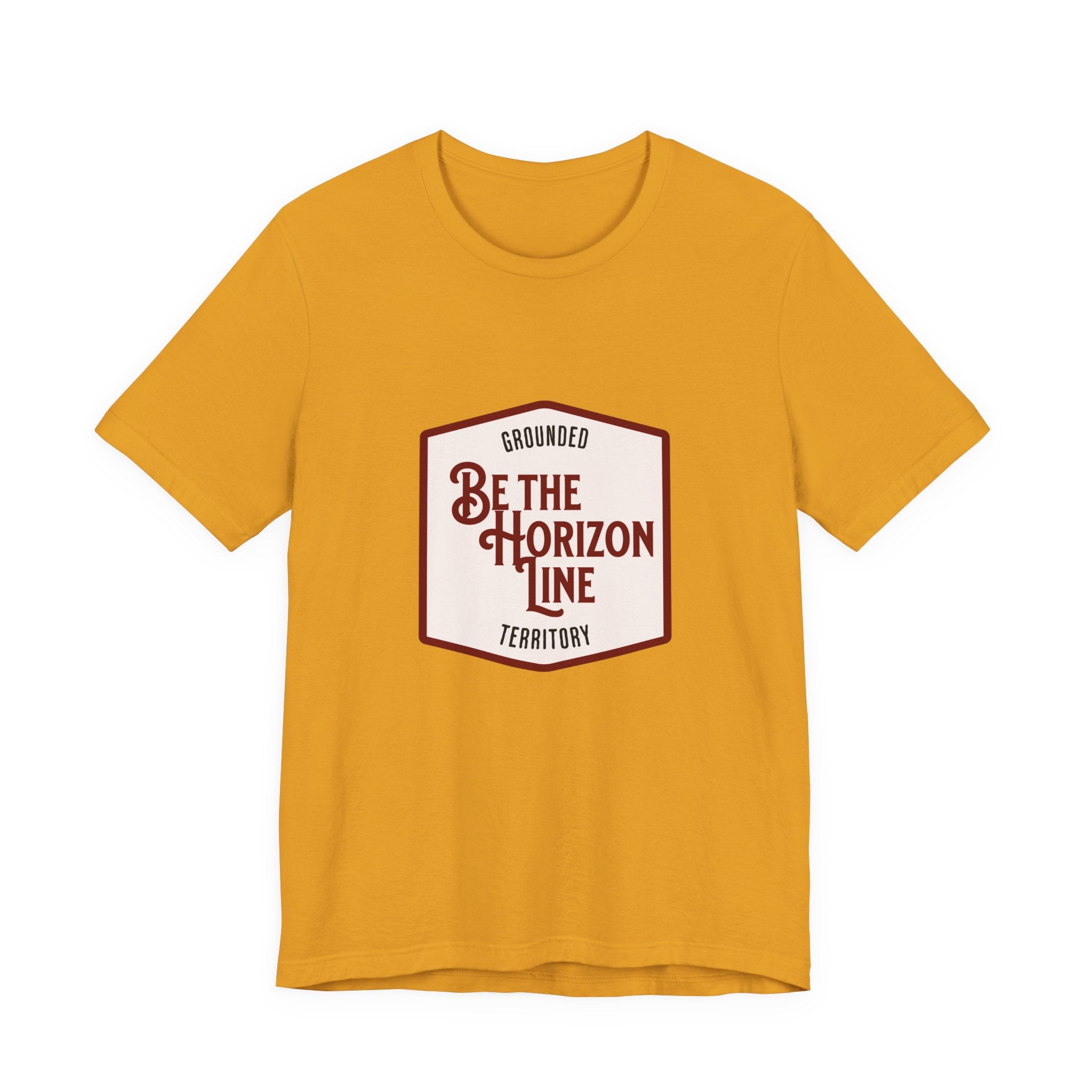Be the horizon Line | Women's Motivational Graphic Shield Style Emblem T-Shirt