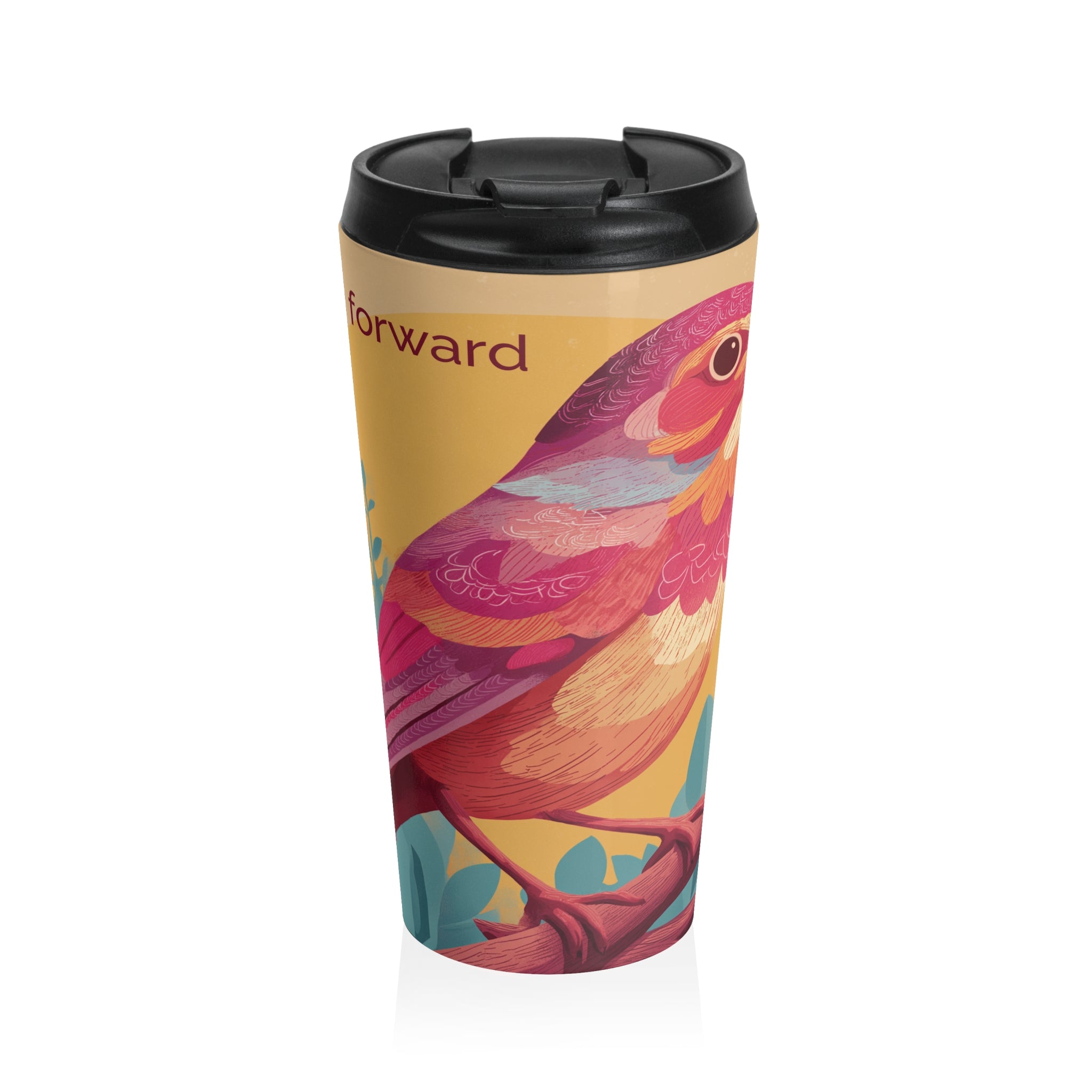 She Flies Forward Stainless Steel Travel Mug | Motivational Graphic Soft Ascent